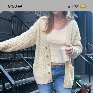 Brandy Melville Eva Heavy Wool Cable Knit Cardigan